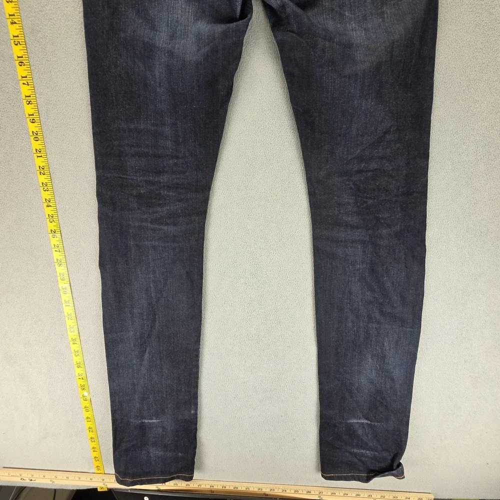 Naked &‎ Famous Jeans Mens 30x37 Blue Selvedge Skinny Guy Stretch Button Fly